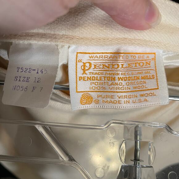 Vintage 1950's Pendleton Skirt Ivory Wool A-line Midi Pockets Twee Minimalist 6 - Picture 2 of 4